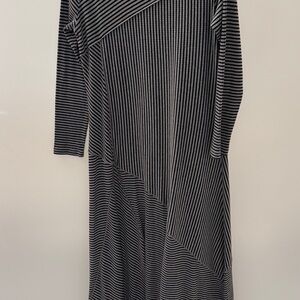 Soft Surroundings Asymmetrical Black and White Striped Dress